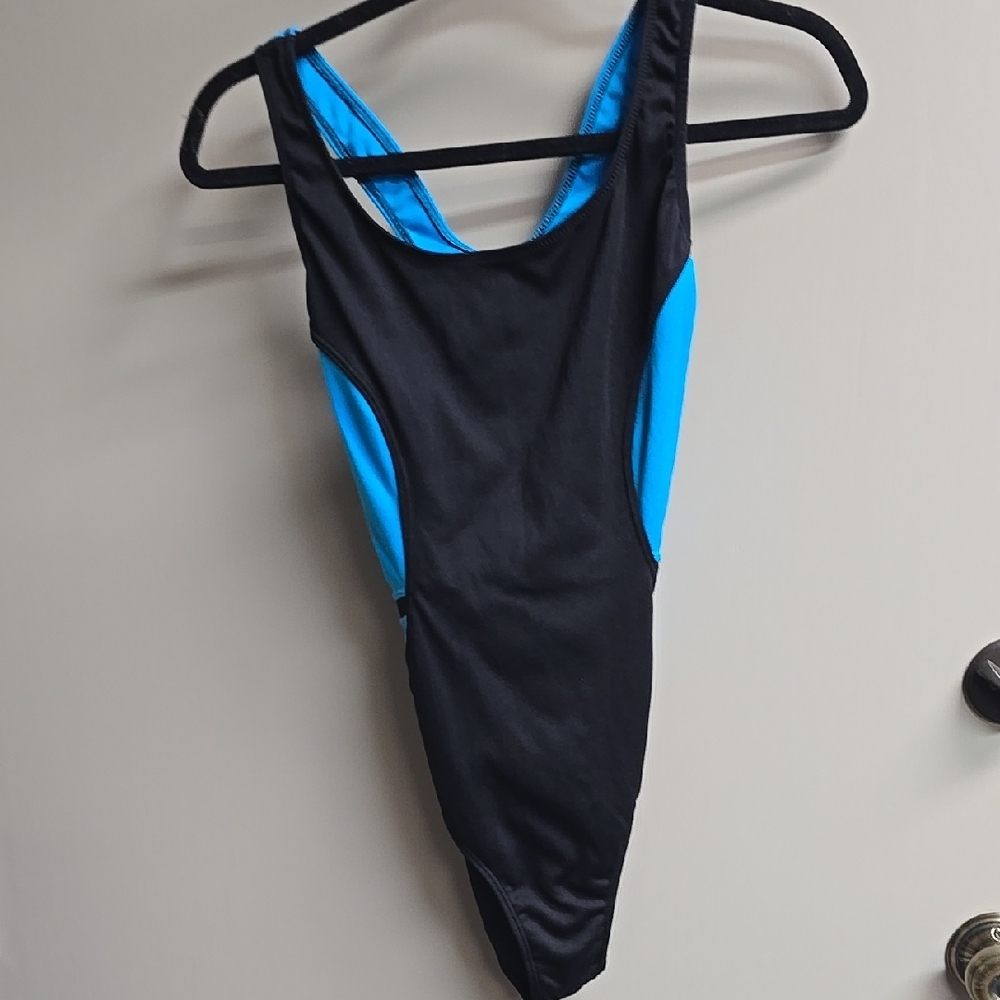 Black and Blue One-Piece Swimsuit